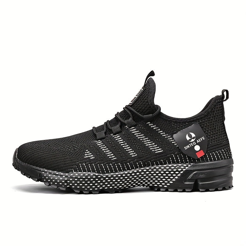 Men's Casual Striped Breathable Mesh Lace-up Sneakers, Outdoor Anti-skid Casual Shoes For Running Jogging Walking